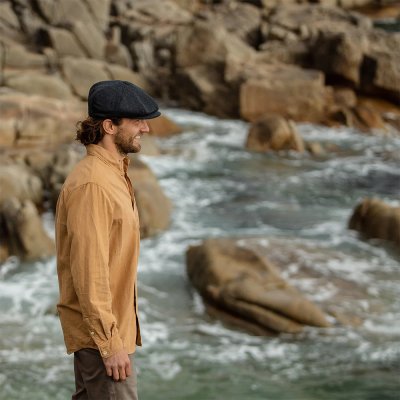 Sixpence / Flat cap - Jaxon Pure Wool Harlem Newsboy Cap (mørkegrå)