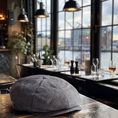 Sixpence / Flat cap - Gårda Palizzi Marina Linen Newsboy Cap (grå)