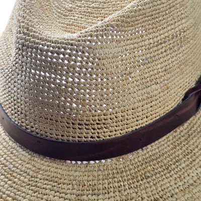 Stråhat - Gårda Funchal Raffia Fedora (lys natur/mørkebrun)