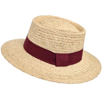 Stråhat - Gårda Palma Gambler (naturlig/rød)
