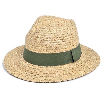 Stråhat - Gårda Positano Fedora (naturlig/mørkegrøn)