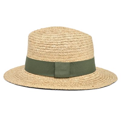 Stråhat - Gårda Positano Fedora (naturlig/mørkegrøn)