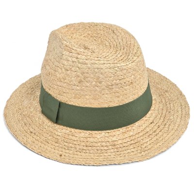 Stråhat - Gårda Positano Fedora (naturlig/mørkegrøn)