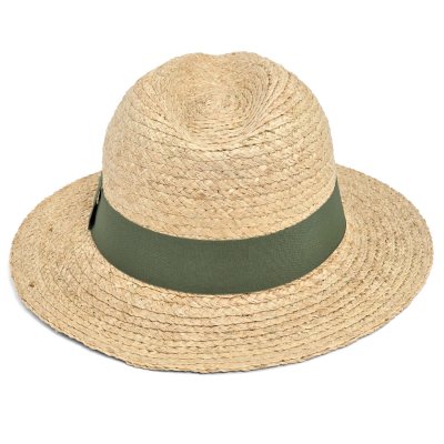 Stråhat - Gårda Positano Fedora (naturlig/mørkegrøn)