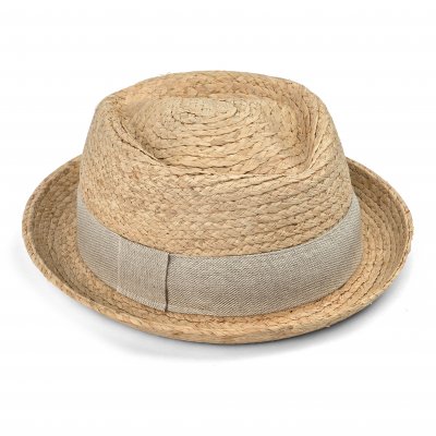 Stråhat - Gårda Serreta Raffia Trilby (lys natur/lysegrå)