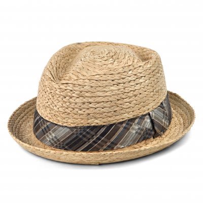 Stråhat - Gårda Tarajal Raffia Trilby (lys natur/grå)