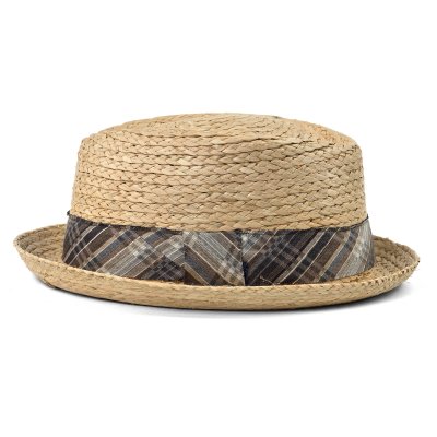 Stråhat - Gårda Tarajal Raffia Trilby (lys natur/grå)