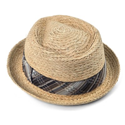 Stråhat - Gårda Tarajal Raffia Trilby (lys natur/grå)